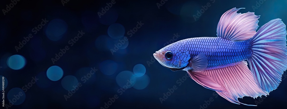 Colorful betta fish showcases vibrant fins while illuminating the dark water with bright light in stunning digital art