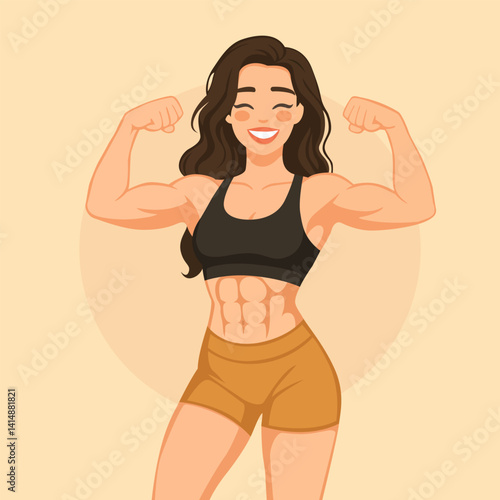 Strong and Confident Woman Showing Off Her Muscles