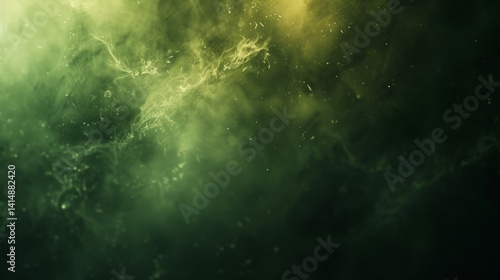 Abstract Green Smoke Background  Modern Art  Wallpaper  Dark Grunge Texture  Mystery  Fantasy