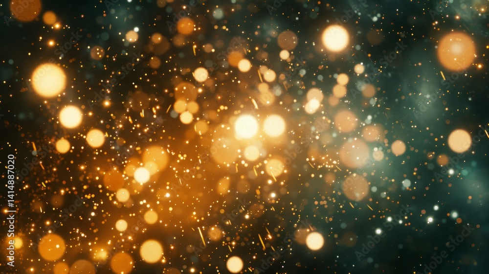 Golden Bokeh Background Texture With Glowing Sparkles, Celebration Lights Overlay Golden Bokeh Background Texture With Glowing Sparkles, Celebration Lights Overlay