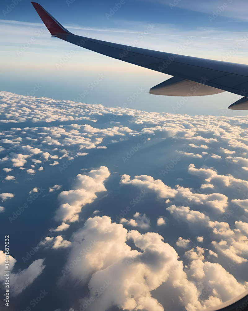 Obraz premium sunset, sky, airplane, window, view, clouds, flight, travel, horizon, golden-hour, wing, air, scenic, peaceful, journey, aviation, colorful, serene, beautiful, nature, sky-view, airplane-window, skyco
