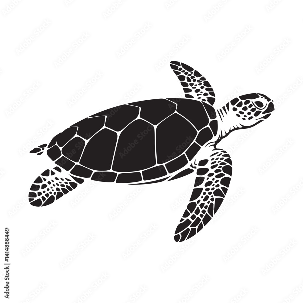 Fototapeta premium Sea Turtle Silhouette Marine Life Vector Illustration