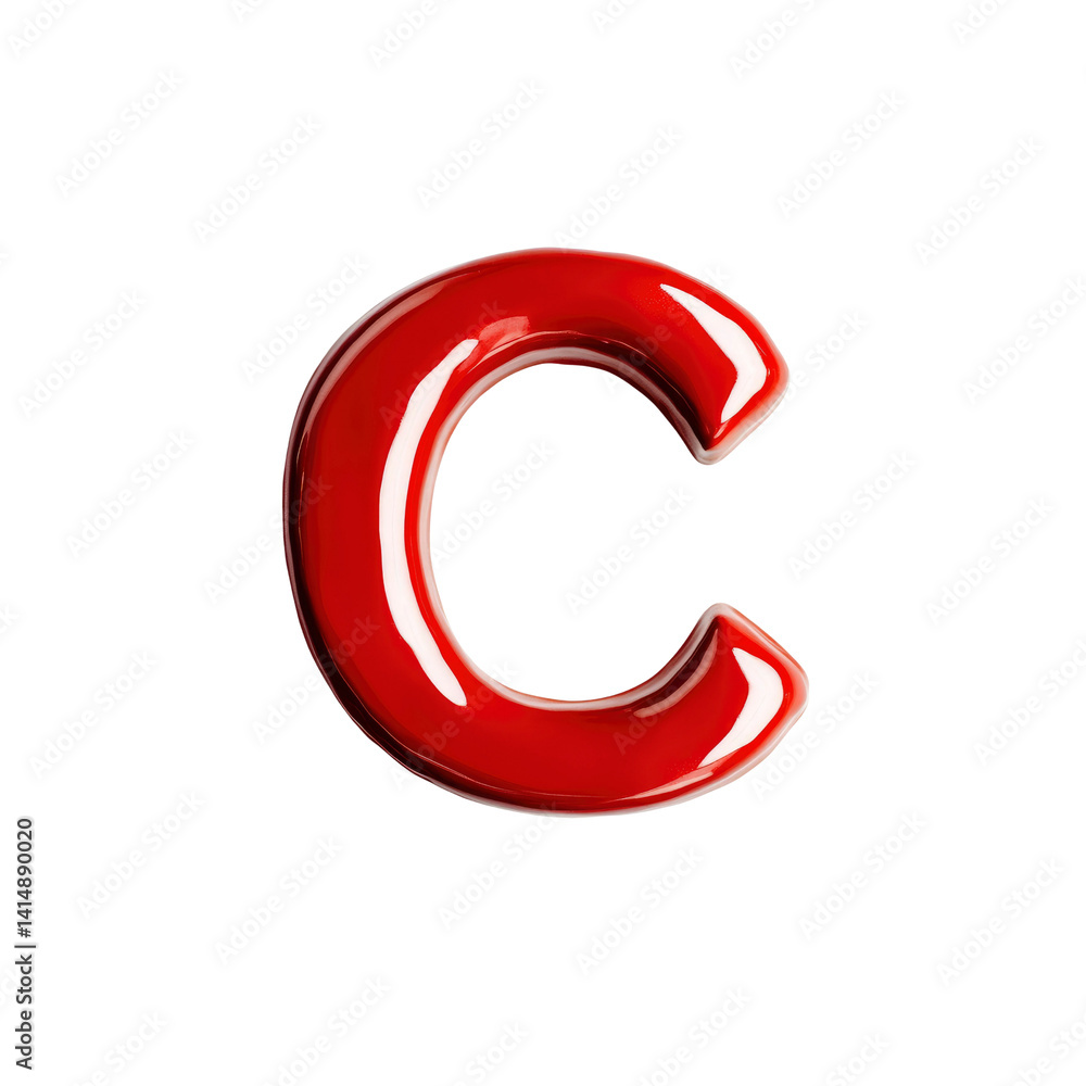 Fototapeta premium Glossy Red Letter C - 3D Render