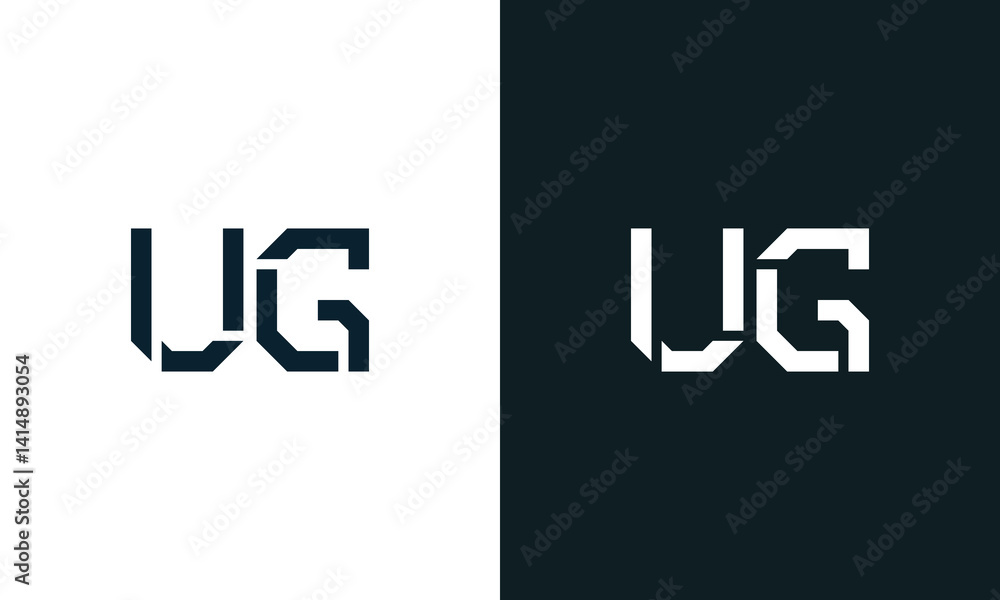Fototapeta premium Creative minimal abstract letter UG logo.