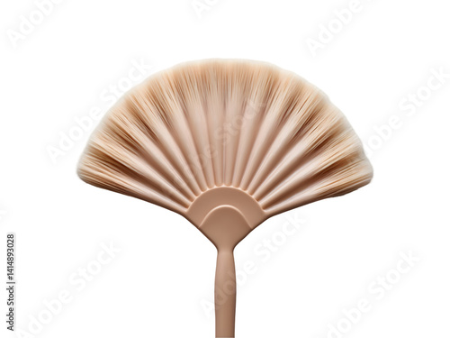 Obraz na płótnie Detailed studio shot of a pristine makeup fan brush against a stark background emphasizing its texture and design for beauty product advertisement or educational material w salonie