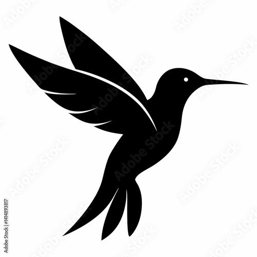 Graceful Hummingbird Silhouette Design