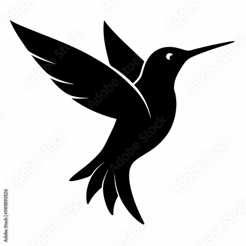 Graceful Hummingbird Silhouette Design