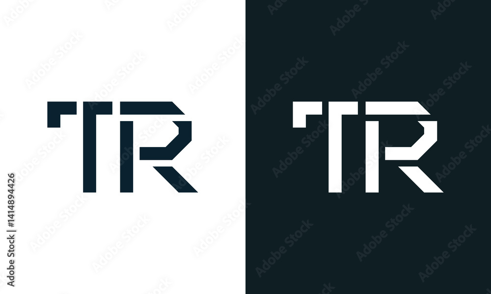 Obraz premium Creative minimal abstract letter TR logo.