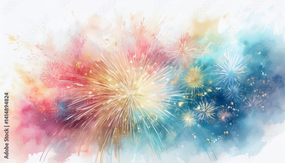 Fototapeta premium creative abstract colorful fireworks and sparklers wallpaper on black background, graphic resource