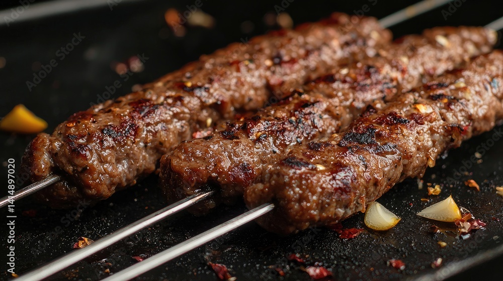 Grilled Meat Skewers on Charcoal with Spices and Juicy Texture, Perfect for Barbecue Gatherings and Culinary Delights Grilled Meat Skewers on Charcoal with Spices and Juicy Texture, Perfect for Barbecue Gatherings and Culinary Delights