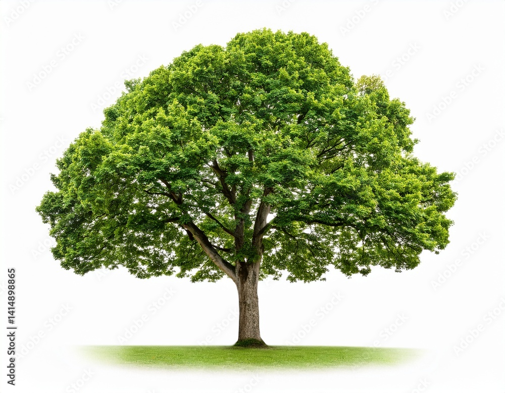 isolated deciduous tree with lush green foliage white background isolated deciduous tree with lush green foliage white background