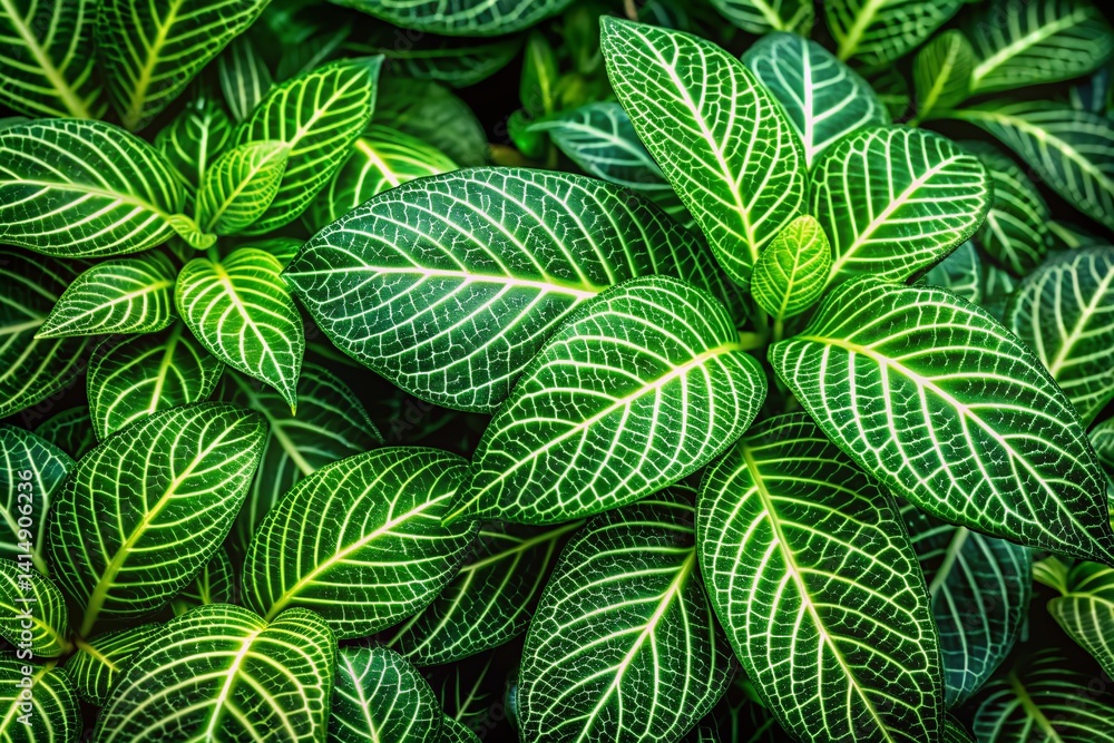 Intertwined Botanical Growth: Lush Rainforest Canopy, Vibrant Green Foliage, Close-Up Texture Intertwined Botanical Growth: Lush Rainforest Canopy, Vibrant Green Foliage, Close-Up Texture