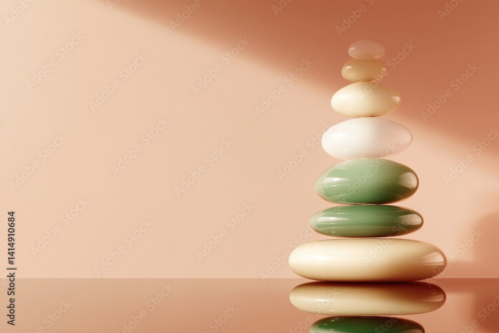 Obraz premium Balanced stones create serene composition, showcasing harmony an