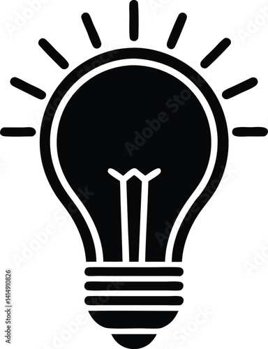light bulb silhouette vector icon illustration, light bulb icon vector, light bulb icon, bulp silhouette symbol on white background.