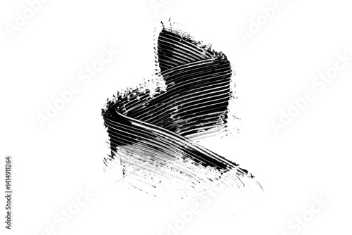Black mascara brush strokes isolated on white.