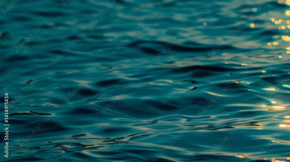 Ocean Wave Abstract: Deep Blue Water Texture With Golden Sun Reflection Ocean Wave Abstract: Deep Blue Water Texture With Golden Sun Reflection