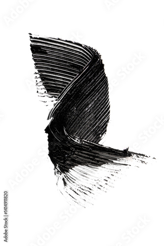 Black mascara brush strokes isolated on white.