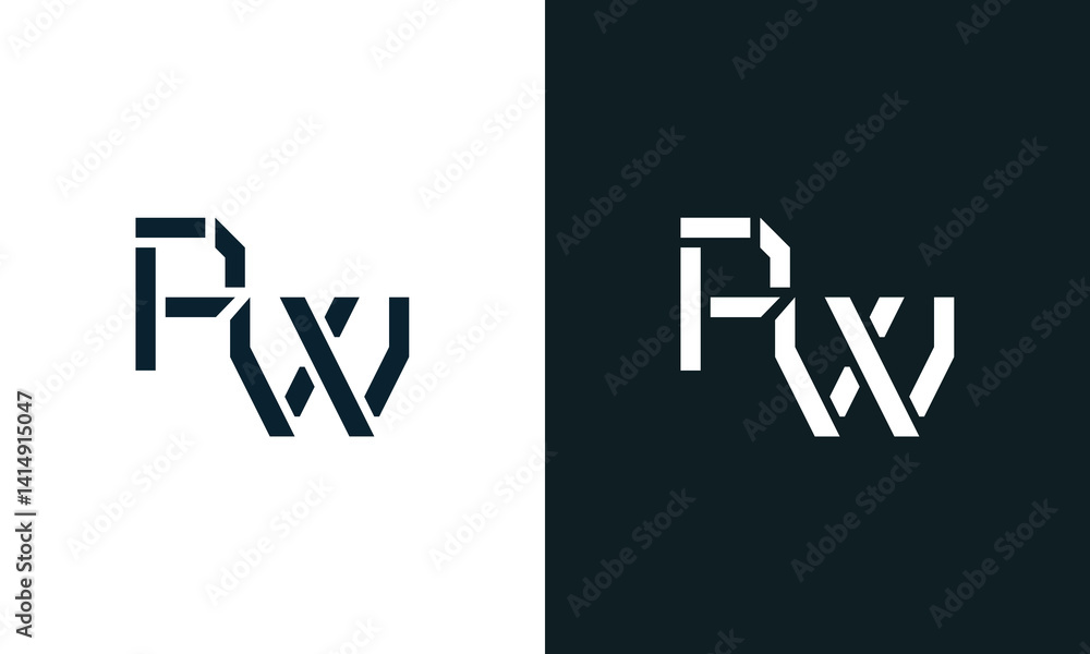 Obraz premium Creative minimal abstract letter PW logo.