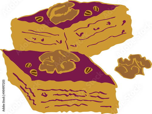 Eastern Sweets Traditional Baklava Desserts Illustration