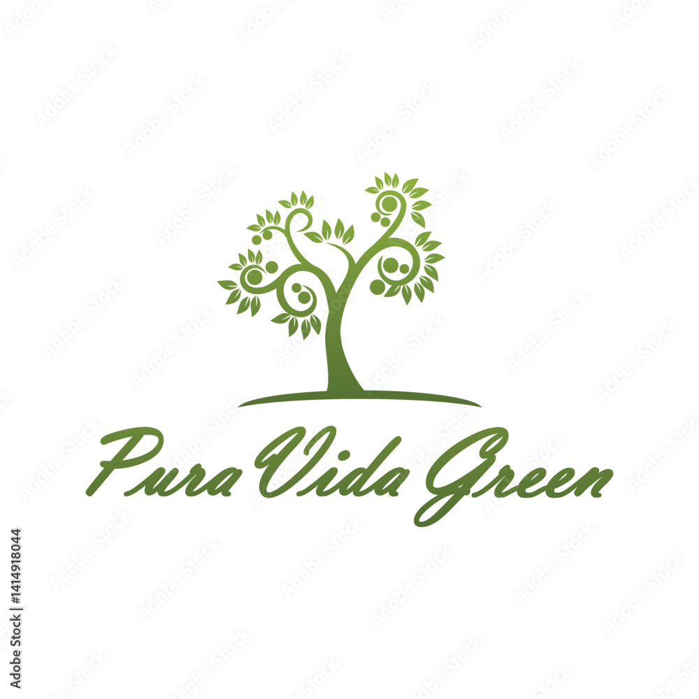 Obraz premium logo design green leaf health clinic gradient color