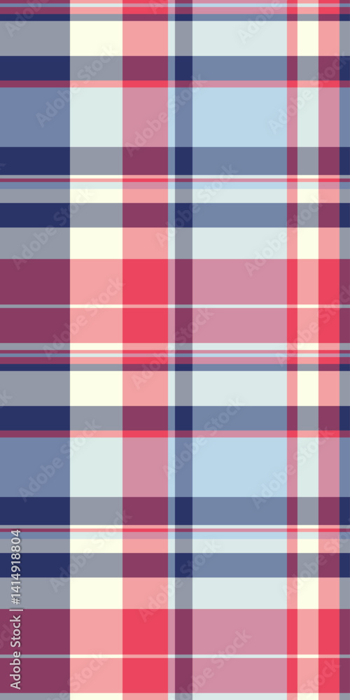 Length texture background fabric, volume textile tartan pattern. Variation plaid vector check seamless in red and blue colors. Length texture background fabric, volume textile tartan pattern. Variation plaid vector check seamless in red and blue colors.