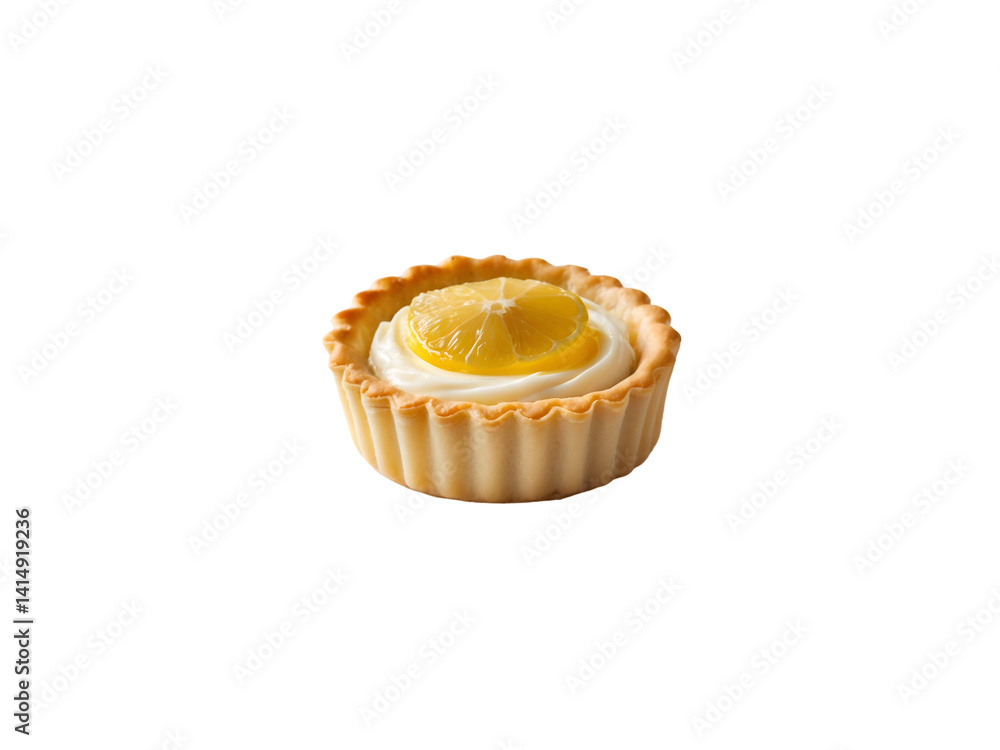 Exquisite Lemon Tart, A Delicate Pastry Shell Filled with Creamy Lemon Filling and Garnished with a Slice of Fresh Lemon, Perfect for Dessert or a Sweet Treat