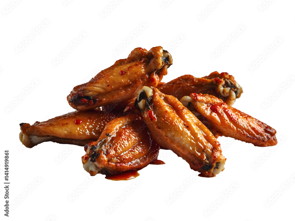 Enticing Spicy Chicken Wings, A Mouthwatering Display of Grilled Poultry, Perfect for Food Photography and Culinary Enthusiasts' Taste Sensation
