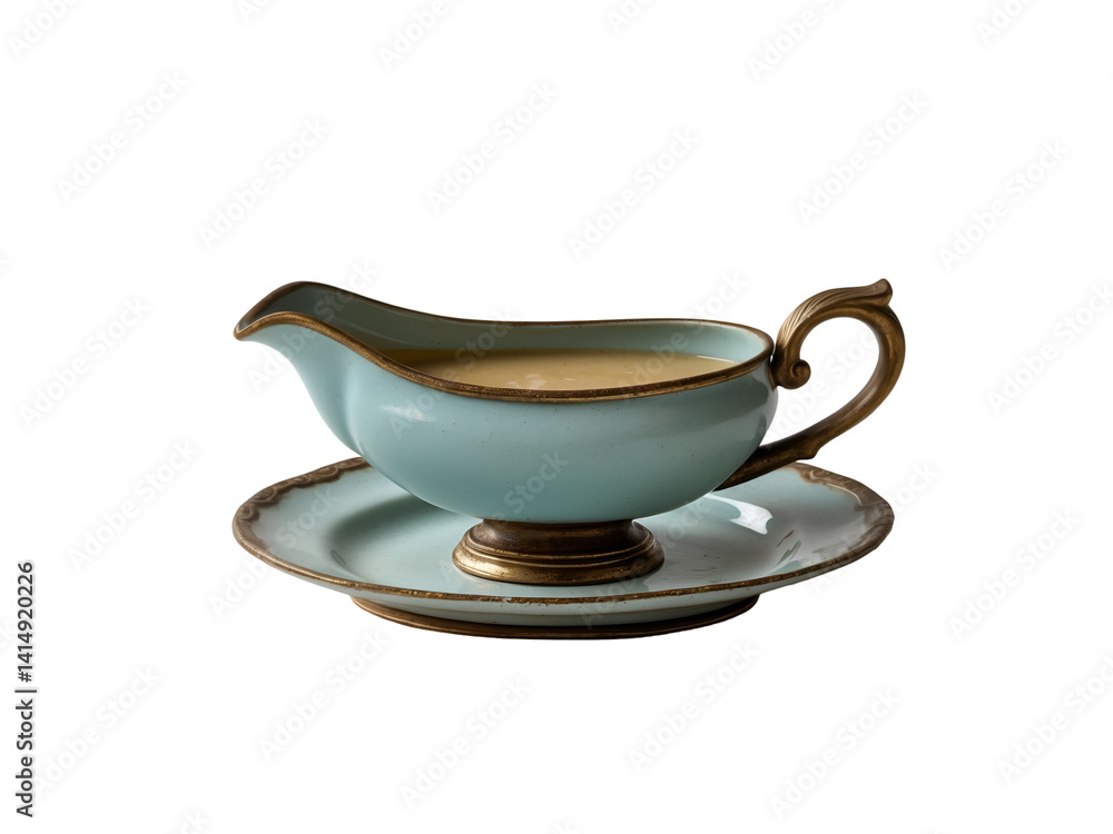 Exquisite Vintage Gravy Boat with Matching Saucer, A Timeless Piece of Culinary History and Elegant Design Capturing Sophistication and Charm From a Bygone Era