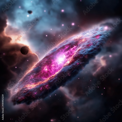 Obraz na płótnie Expand your horizons with vibrant celestial beauty of an interstellar field showcasing pulsars and quasars w salonie