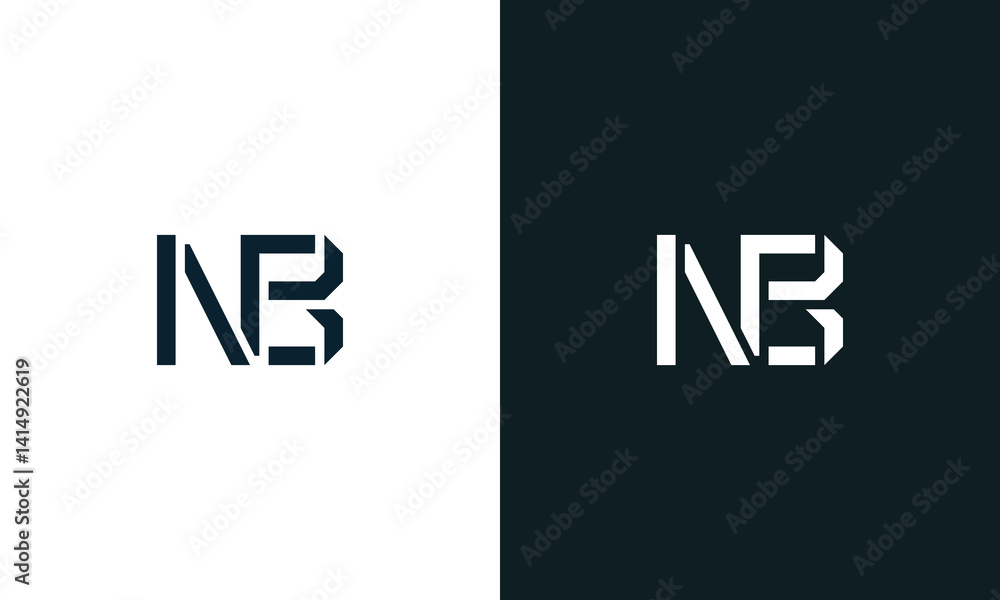 Obraz premium Creative minimal abstract letter NB logo.