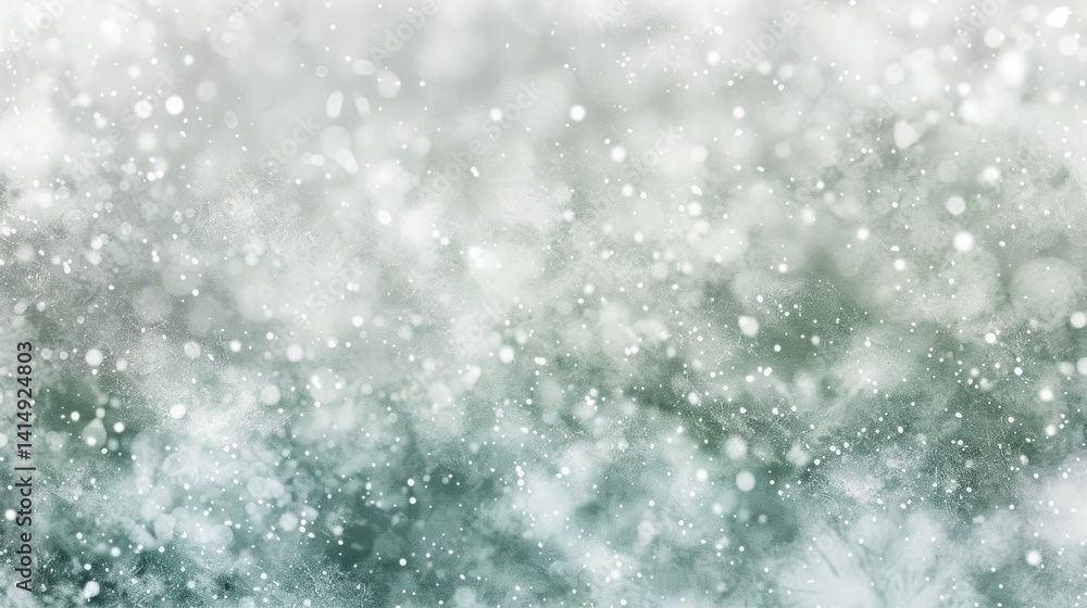 Obraz premium Winter Snowfall Background, Teal And Silver Glitter Texture, Festive Holiday Season