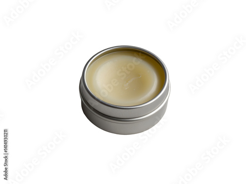 Obraz na płótnie Isolated Lip Balm Tin on Plain White Background Showcasing Minimalist Design for Personal Care Products and Beauty Essentials, Promoting Health and Hydration w salonie