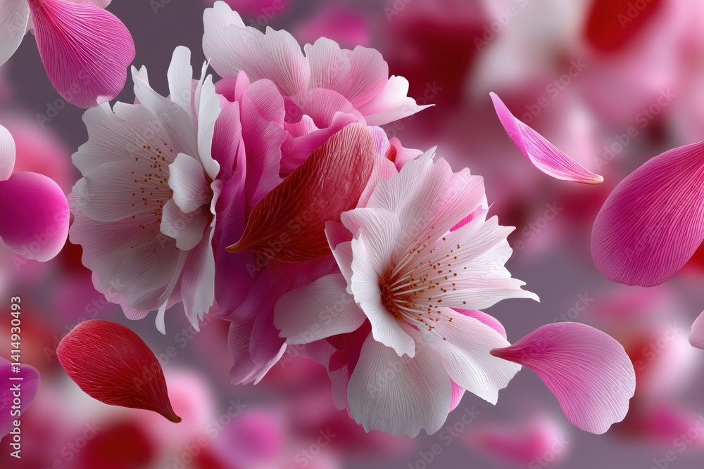 Cherry blossom spring illustration with vibrant petals for celebrations and new beginnings