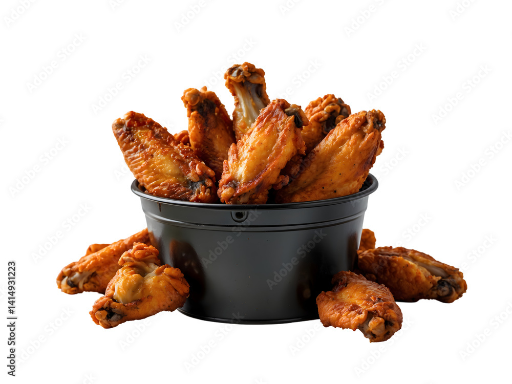 Irresistible Fried Chicken Wings, A Tempting Culinary Composition Showcasing Crispy, Golden-Brown Wings in a Bucket, Perfect for Food Enthusiasts and Wing Lovers