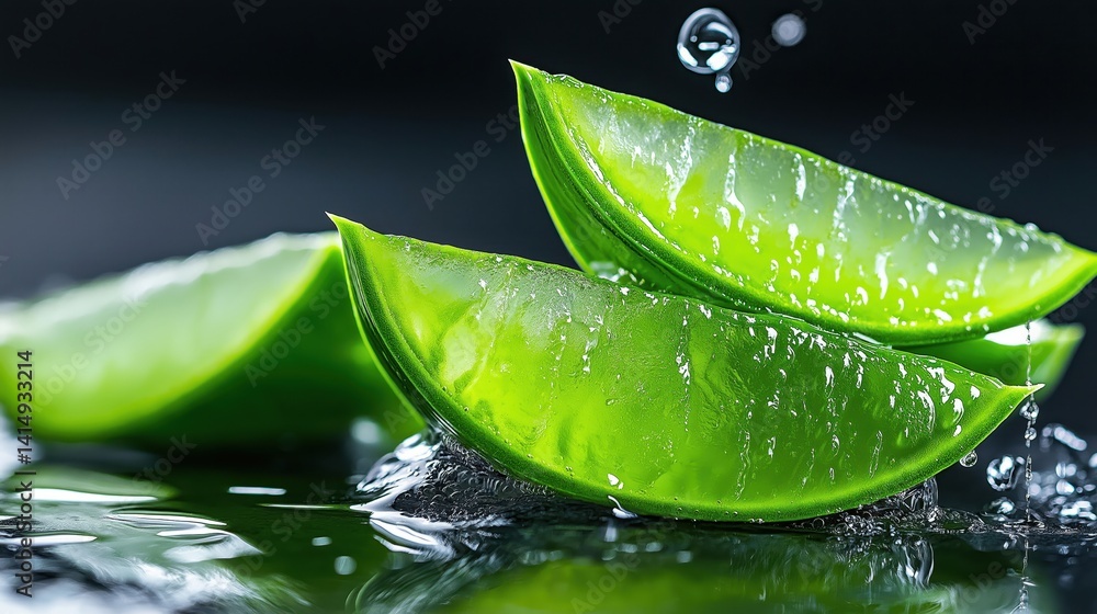 Splash of aloe vera gel illustrating its soothing and refreshing benefits for skin care during daily routines