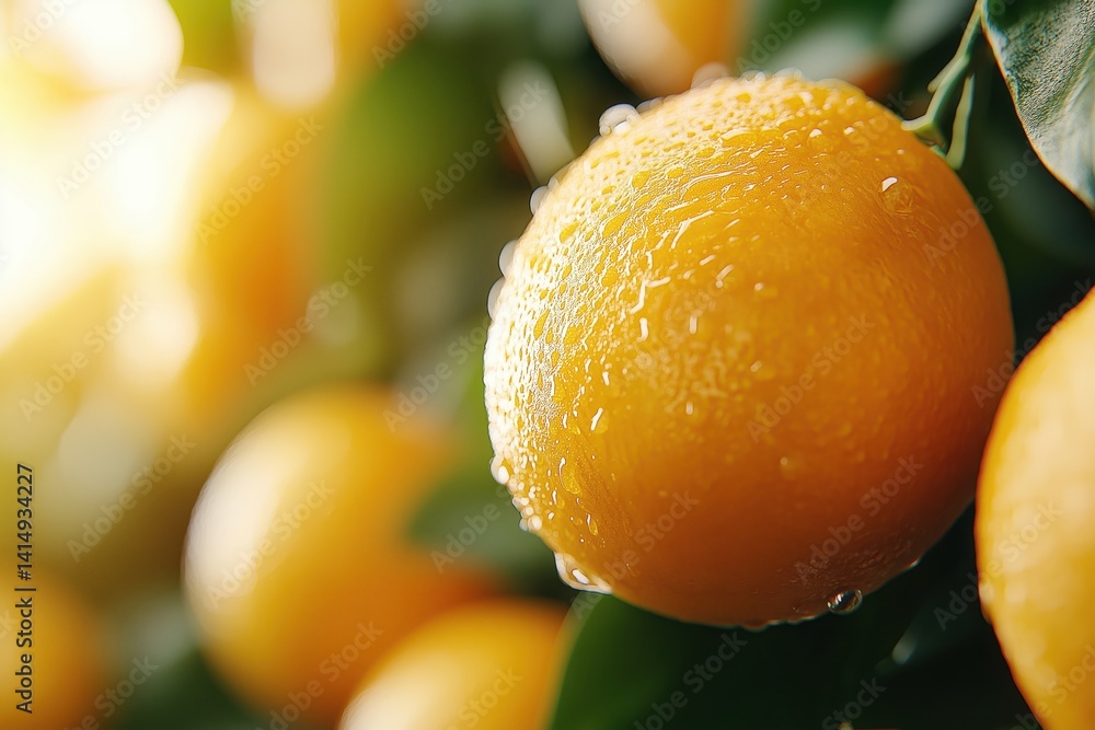 Mandarin oranges hanging on tree branches glistening under sunlight in a vibrant garden ready for harvest