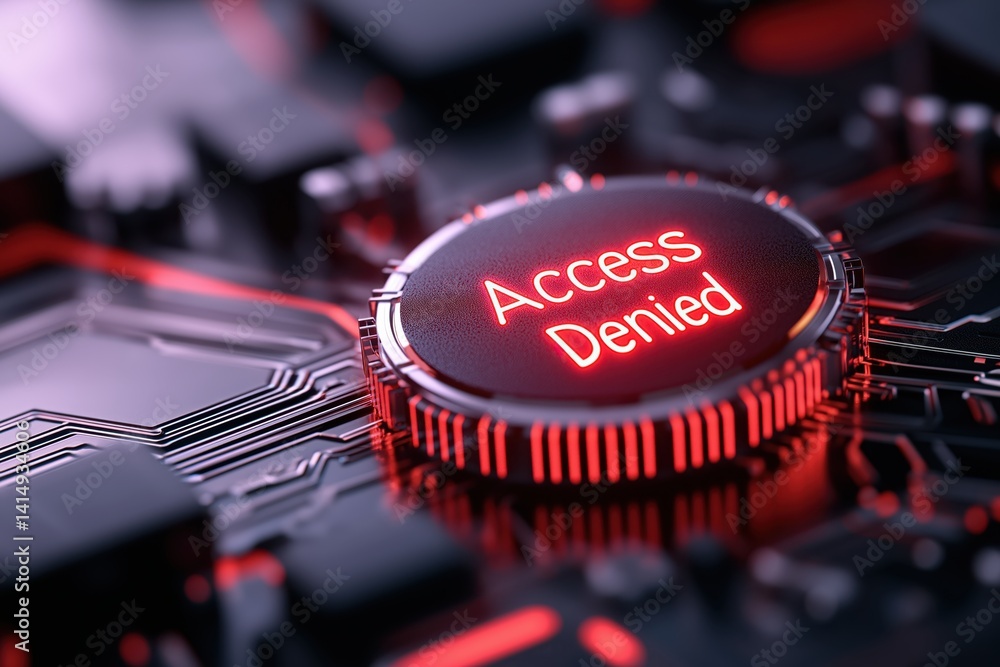 Futuristic digital screen displays red Access Denied message to prevent unauthorized access and enhance cybersecurity in modern systems