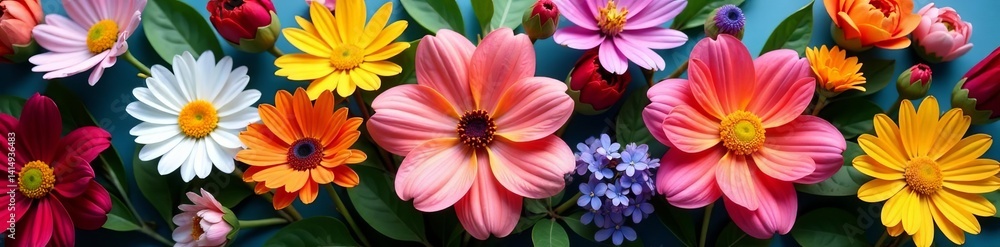 Beautiful still life composition of colorful flowers in a mixed bouquet, still life, composition Beautiful still life composition of colorful flowers in a mixed bouquet, still life, composition