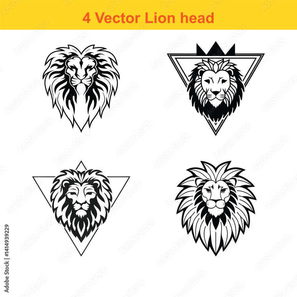 Obraz premium Lion Head,Lion head logo icon, lion face vector Illustration, on a isolated background, EPS
