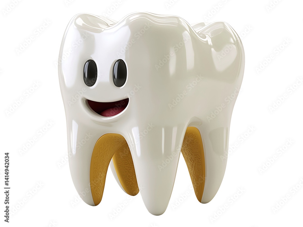 A cheerful cartoon tooth with visible plaque highlights the importance of oral hygiene. A cheerful cartoon tooth with visible plaque highlights the importance of oral hygiene.