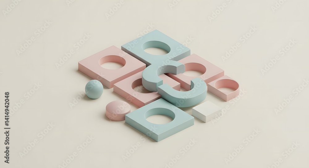 Geometric Shapes on Surface Creates Modern Minimalist Aesthetic Design Concept Geometric Shapes on Surface Creates Modern Minimalist Aesthetic Design Concept