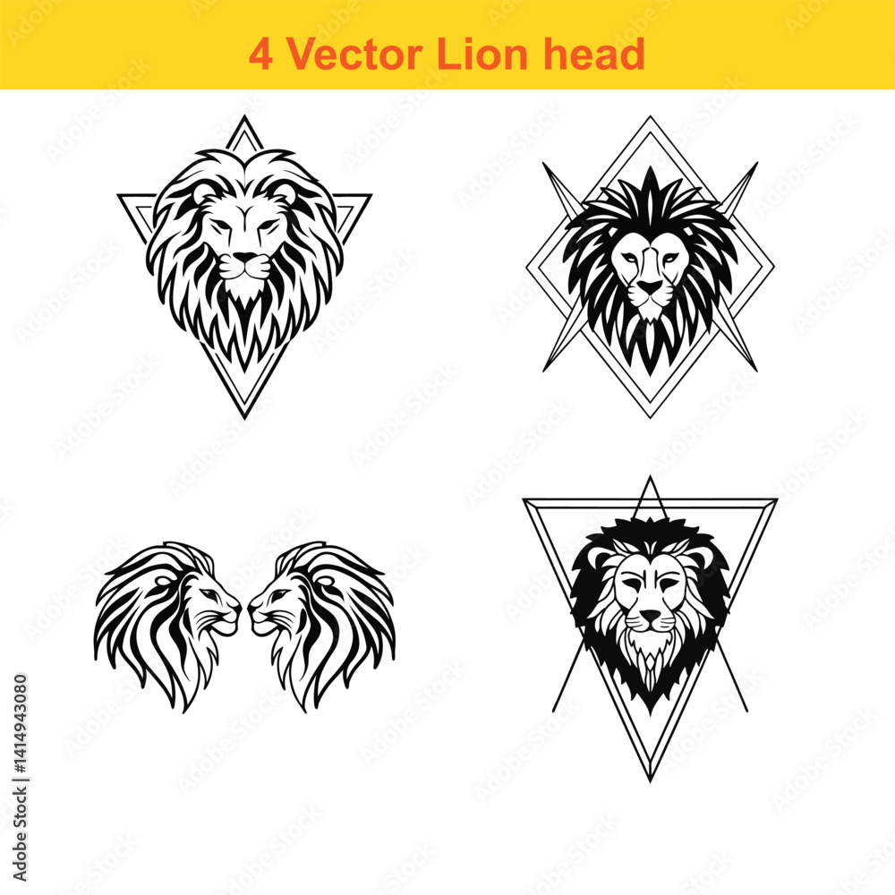 Obraz premium Lion Head,Lion head logo icon, lion face vector Illustration, on a isolated background, EPS