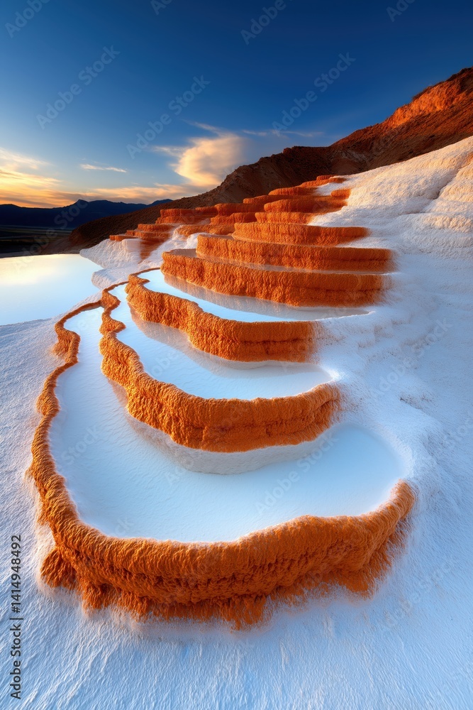 Vibrant colors of Bentonite Hills at sunset near Mars Desert Research Station in Utah