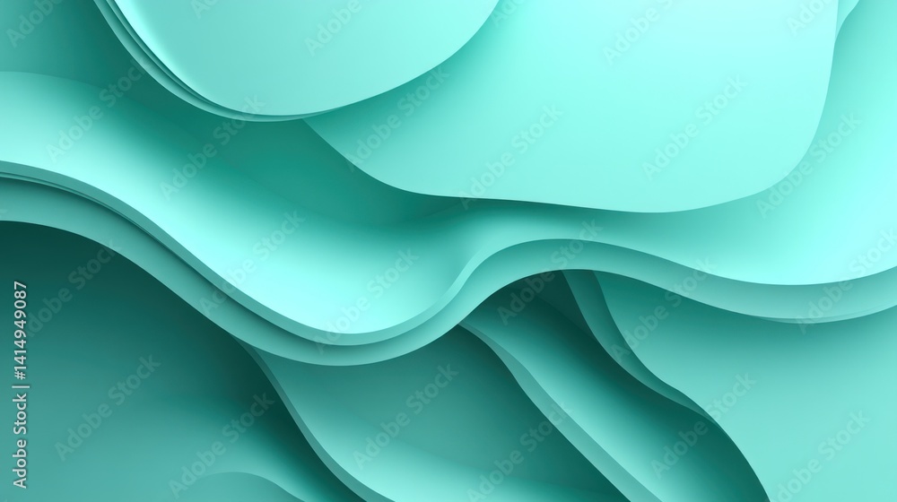 Obraz premium Abstract teal layered wave design.