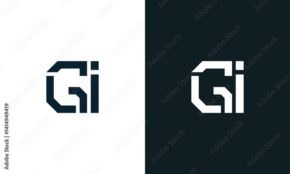 Obraz premium Creative minimal abstract letter GI logo.