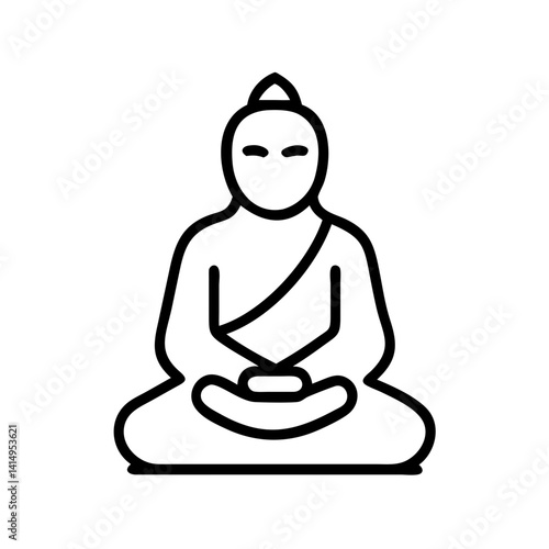 Buddha icon with black outline and simple design