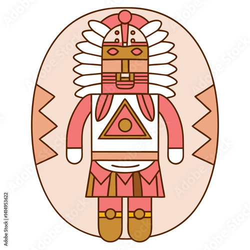 Kachina doll icon with pink and beige colors