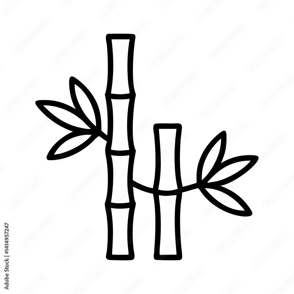Bamboo plant icon with black outline Bamboo plant icon with black outline
