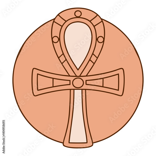 Ankh symbol icon with beige and brown colors
