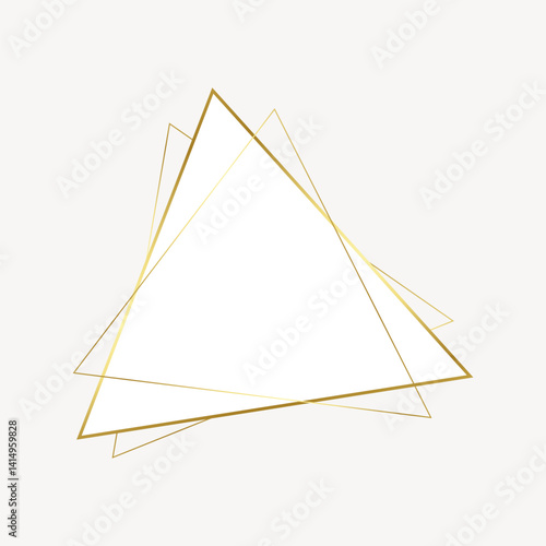 Triangle gold frame, geometric shape vector
